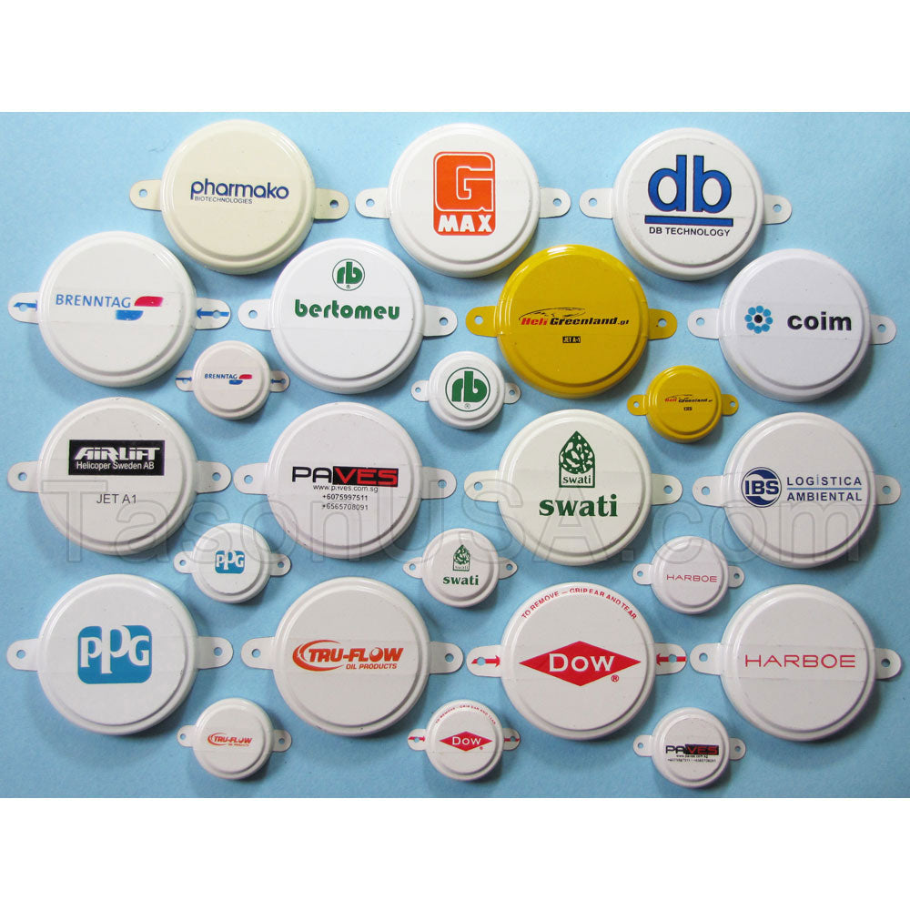 3/4" Steel Capseal With Corner Gasket - White  with Customized Logo Printed